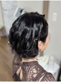 ボブヘアアレンジ【金箔ヘアアレンジお呼ばれヘアショート】