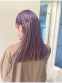 ハイトーンパープルケアブリーチカラー簡単ヘアアレンジ