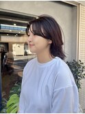 ボルドーのミディアムヘア
