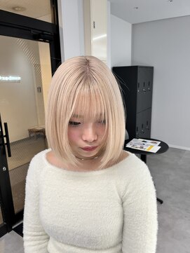 ナンバー 竪町(number+) 30代40代◎透明感ミルクティーボブ×小顔レイヤーカット