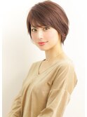 30代40代大人可愛い小顔センシュアルショートサイド黒髪ベージュ
