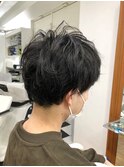 かき上げヘア　ニュアンスマッシュ　サイドパート　韓国マッシュ