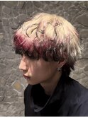メンズウルフ×メンズカット×ブリーチハイトーンデザインカラー