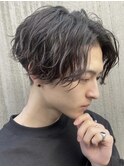 ツイストスパイラルパーマメンズマッシュセンターパートウルフ●