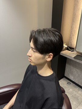 リレーションメンズヘアー(RELATION MEN'S HAIR) センターパートスペインカールダークアッシュニュアンスパーマ