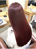 チェリーピンク艶カラーピンクヘアー髪質改善トリートメント銀座