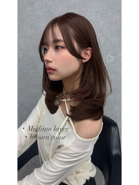 ボタン ハカタ(VOTAN hakata) 暖色ブラウン/ミディアム/ミディアムレイヤー/ブリーチ なし