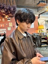 エディ(Edy) メンズマッシュウルフニュアンスパーマ韓国ヘア眉毛カット