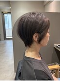 丸みショート×白髪ぼかしカラー/40代/50代/60代