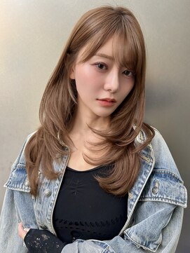ロンドイディールバンダイ 新潟万代(Lond ideal) レイヤーカット×ブリーチなしミルクティーベージュ