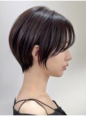 表参道白髪ぼかしハイライトくびれショートボブグレーベージュ