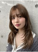 ダークパープル/くびれレイヤー/ミルクティーベージュ/顔周り
