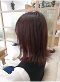 20代30代艶髪ブリーチなしナチュラルピンクブラウン外ハネミディ