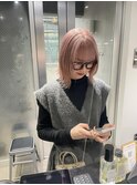 切りっぱなしボブ エアリーロング 美髪 ピンクブラウン