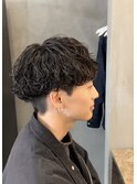 大分メンズ波巻きスパイラルパーマ刈り上げレイヤーショート