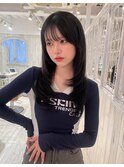 たっぷりレイヤー/ロングレイヤー/韓国ヘア/ぱっつん前髪