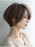 ☆ホワイトグレージュミニウルフデジタルパーマチェリーブラウン