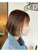 大人女子インナーカラー透明感ボブツヤ髪２０代３０代