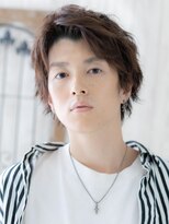 モッズヘア メン 仙台愛子駅前店(mod's hair men)&nbsp;ダークブラウンかき上げカジュアル束感メンズパーマウルフb仙台