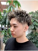 岡山市/メッシュ/フェード/メンズパーマ/短髪/アップバング