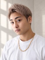 ORO MEN'S 緑地公園【オーロ/メンズ/眉毛/アイブロウ/メンズカット/メンズパーマ】&nbsp;【ブリーチカラー】ピンクベージュアップバングショート