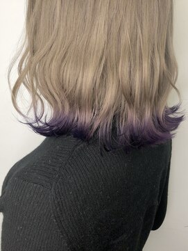 ユニ 江坂(Uni.) 髪質改善カラー　裾カラー　ホワイトベージュ  パープル