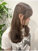 セミロングレイヤーオリーブベージュ