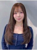 顔周りレイヤーウルフレイヤー韓国ヘア美髪ロング_F30584