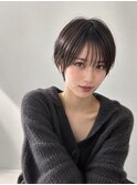 小顔大人丸みショート×束感前髪あり耳掛け20代30代40代50代池袋