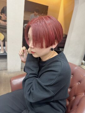 ハピネス 王寺店(Happiness) メンズライクショート 刈り上げショート チェリーレッド 王寺