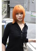 ボブレイヤーウルフカットお洒落ペールイエローオレンジカラー