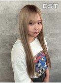 レミー100%高級人毛/53cm☆シールエクステ40枚+ブリーチカラー