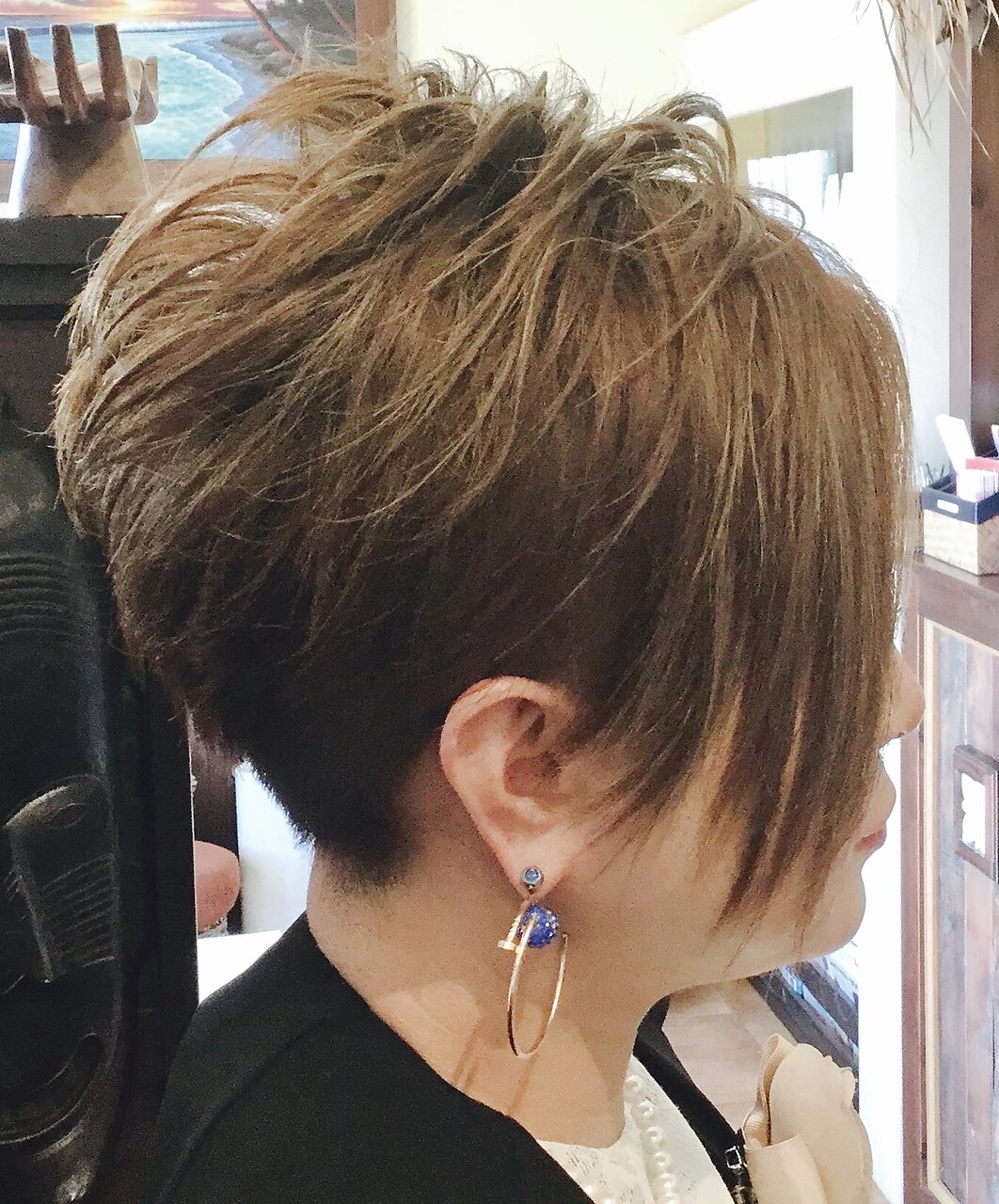 アシンメトリーショートウィッグ❤️黒髪メッシュショート✨ アシンメトリーショートウィッグ❤️黒髪メッシュショート
