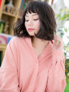 カバーヘア ブリス 川口(COVER HAIR bliss) ★くせ毛風カールxネイビーカラーのAラインフェミニンボブ★5