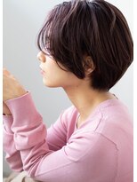 アコロン(acoron)&nbsp;小顔_デザインカラー_厚めバング_ローライト_スリークボブ