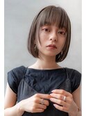 大人かわいい切りっぱなしボブ×透明感とろみグレージュ