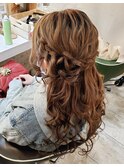 サイドお団子ハーフアップ