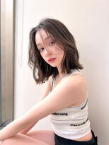 ラル 立川(lar)&nbsp;くびれミディアム_オリーブベージュレイヤーカットウェットヘア