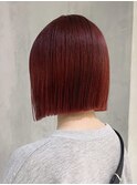 ワインレッドボブ_ピンクブラウン切りっぱなしボブ_ba484391