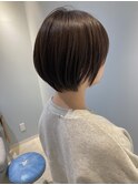 丸ミニショートカフェモカカラー小顔耳かけ流し前髪赤羽美容室