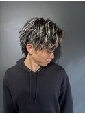 グランジパーマ×ホワイトベージュハイライト