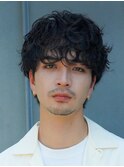 天神10代20代シャドウパーマゆるめメンズマッシュウルフカット