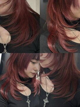 クリーム 大宮(CREAM) 赤髪レイヤーカット