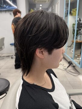 プリアバイポプルス 渋谷(pria by popls) フェザーパーマシャドウパーマダークブラウン毛流れパーマ