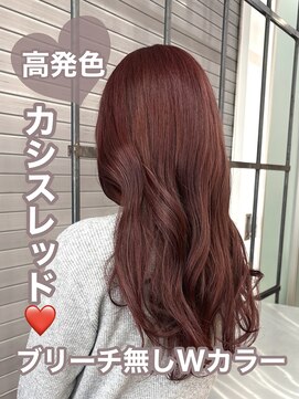 ロックス バイ マグ 松本(rocks BY MAG) イエベ高発色ブリーチ無しダブルカラーカシスレッドカラー