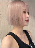 渋谷/ブロンドベージュ/海外ガール切りっぱなしボブショート
