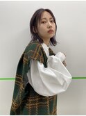 20代30代黒髪外ハネ×前髪なし小顔ミディアム
