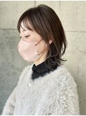 レイヤーボブショートボブミディアムレイヤーベージュカラー
