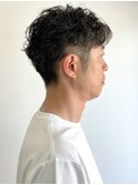 刈り上げショート　ツーブロック　ハードパーマ　40代50代