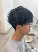メンズバレイヤージュグラデーションブリーチデザイン刈り上げ